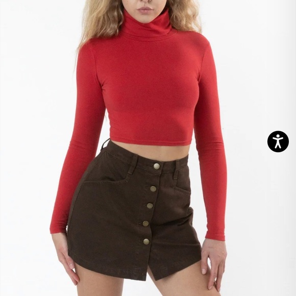 Los Angeles Apparel Red Cropped Turtleneck - Picture 1 of 1